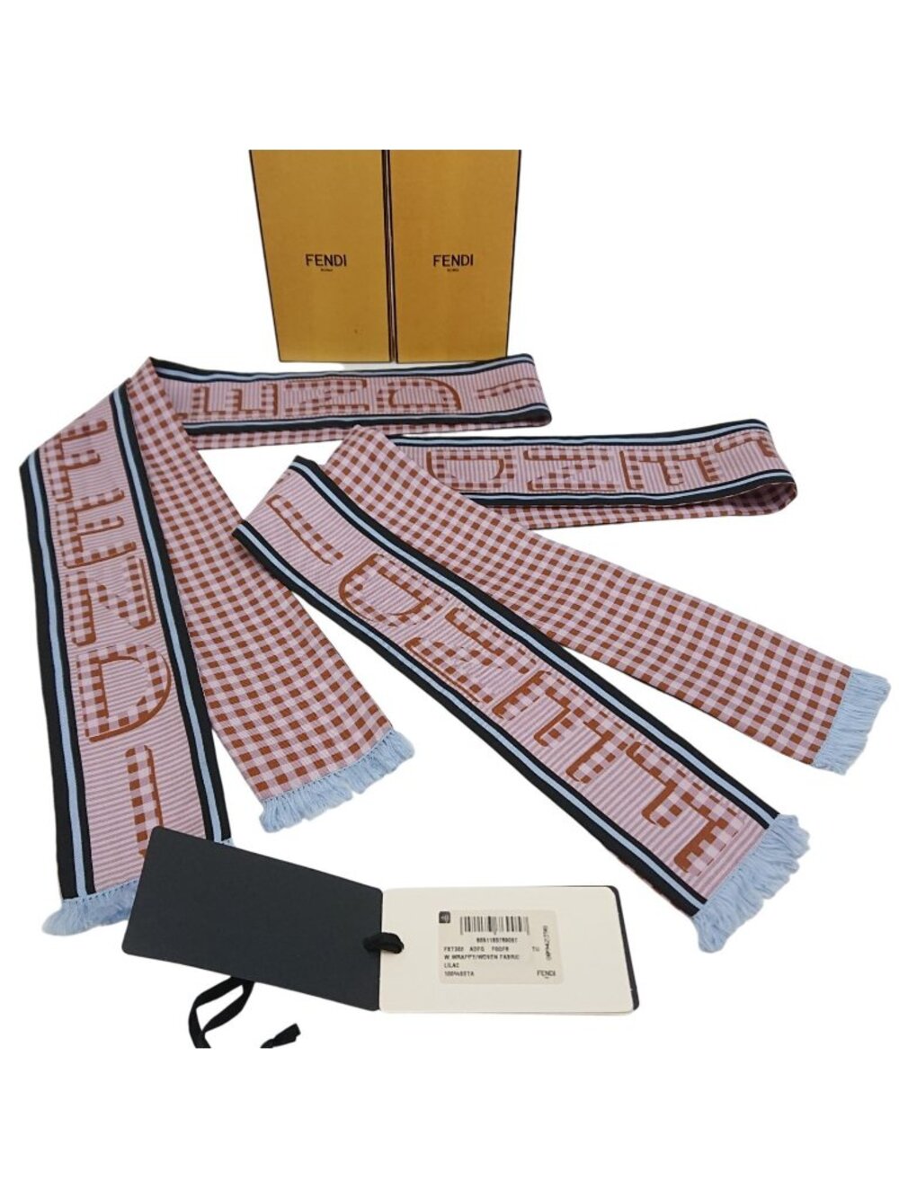 Fendi Wrappy Twilly 100% Silk Scarf
